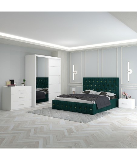 Dormitor Eric Verde + Comoda 3 Sertare
