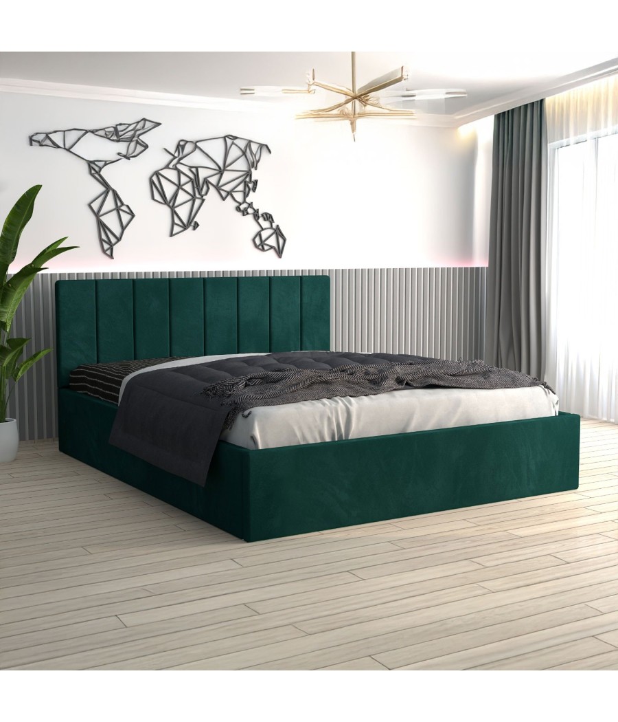 Pat Tapitat Sorin Verde + Saltea Lux Ortopedica