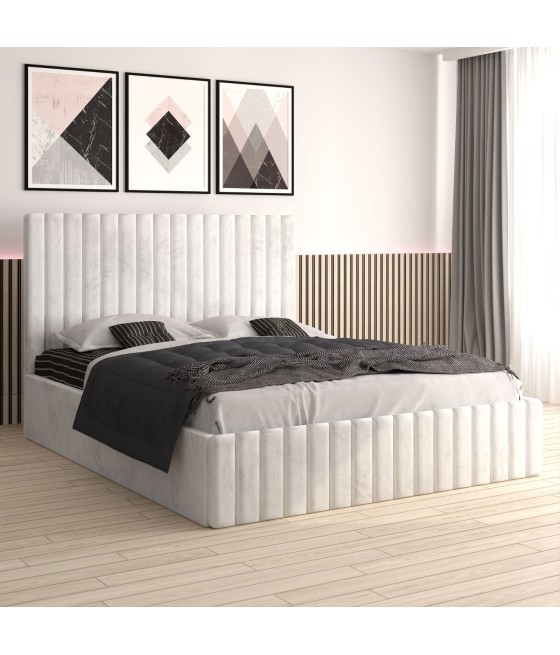 Pat Tapitat Luca Alb  + Saltea Lux Ortopedica