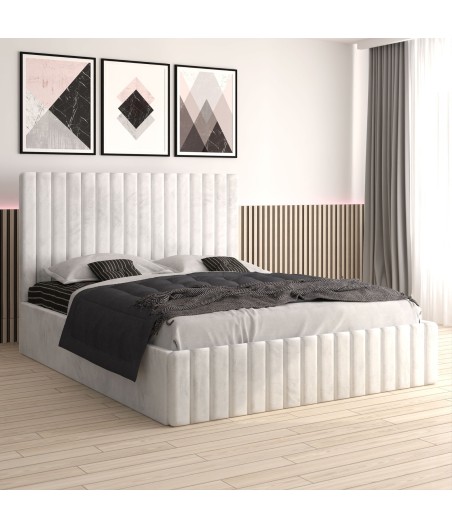 Pat Tapitat Luca Alb  + Saltea Lux Ortopedica