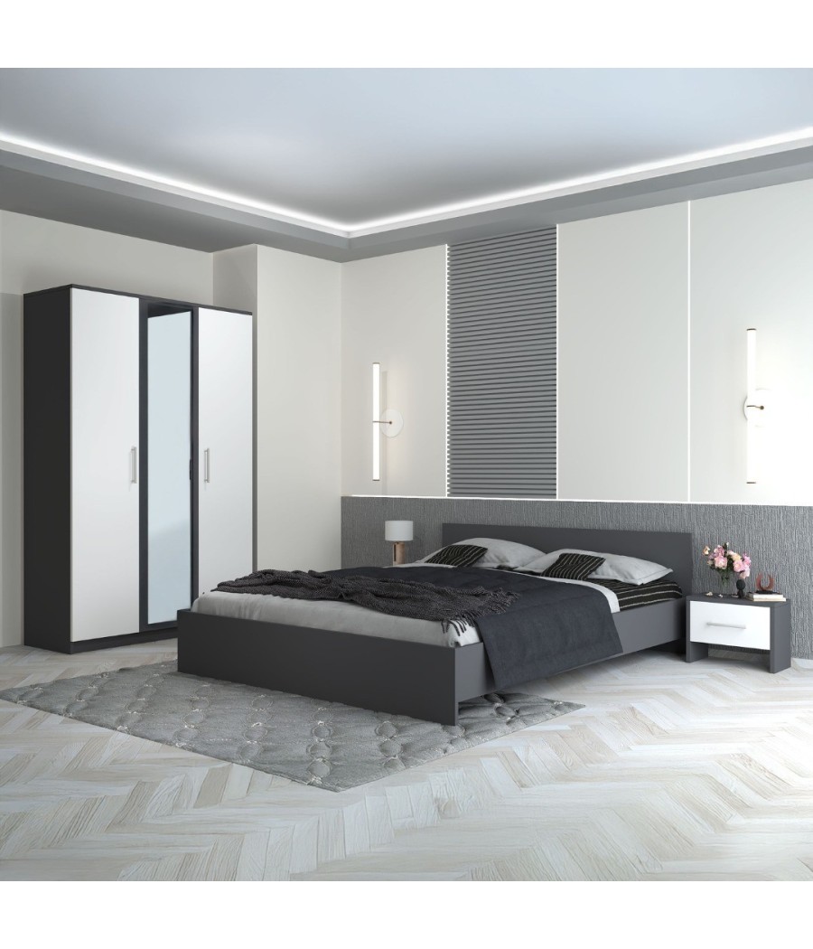 Dormitor Hera Gri Cu Oglinda