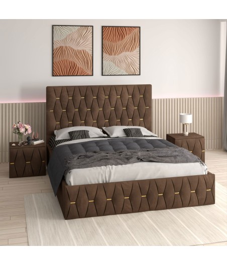 Pat Tapitat Eric Maro + Saltea Lux Ortopedica + Noptiere Tapitate