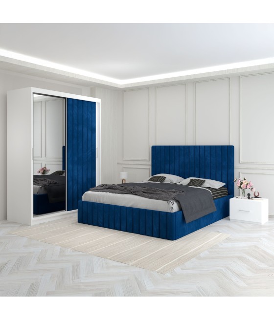 Dormitor Luca Albastru Cu Dulap Tapitat