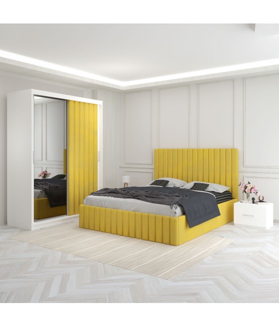 Dormitor Luca Galben  Cu Dulap Tapitat