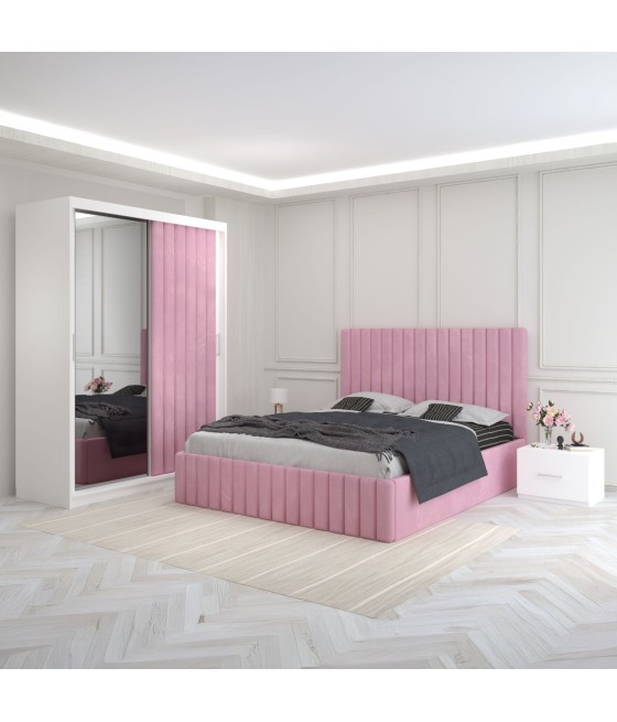 Dormitor Luca Roz Cu Dulap Tapitat