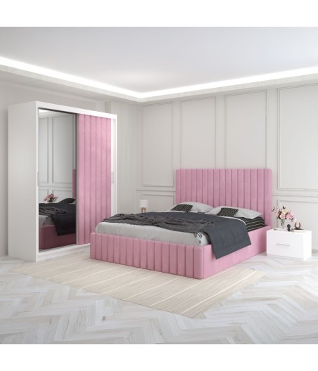 Dormitor Luca Roz Cu Dulap Tapitat
