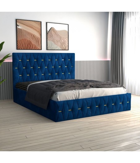 Pat Tapitat Eric Albastru + Saltea Lux Ortopedica