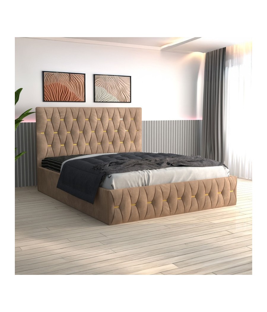 Pat Tapitat Eric Crem + Saltea Lux Ortopedica Pat Tapitat Eric Crem + Saltea Lux Ortopedica