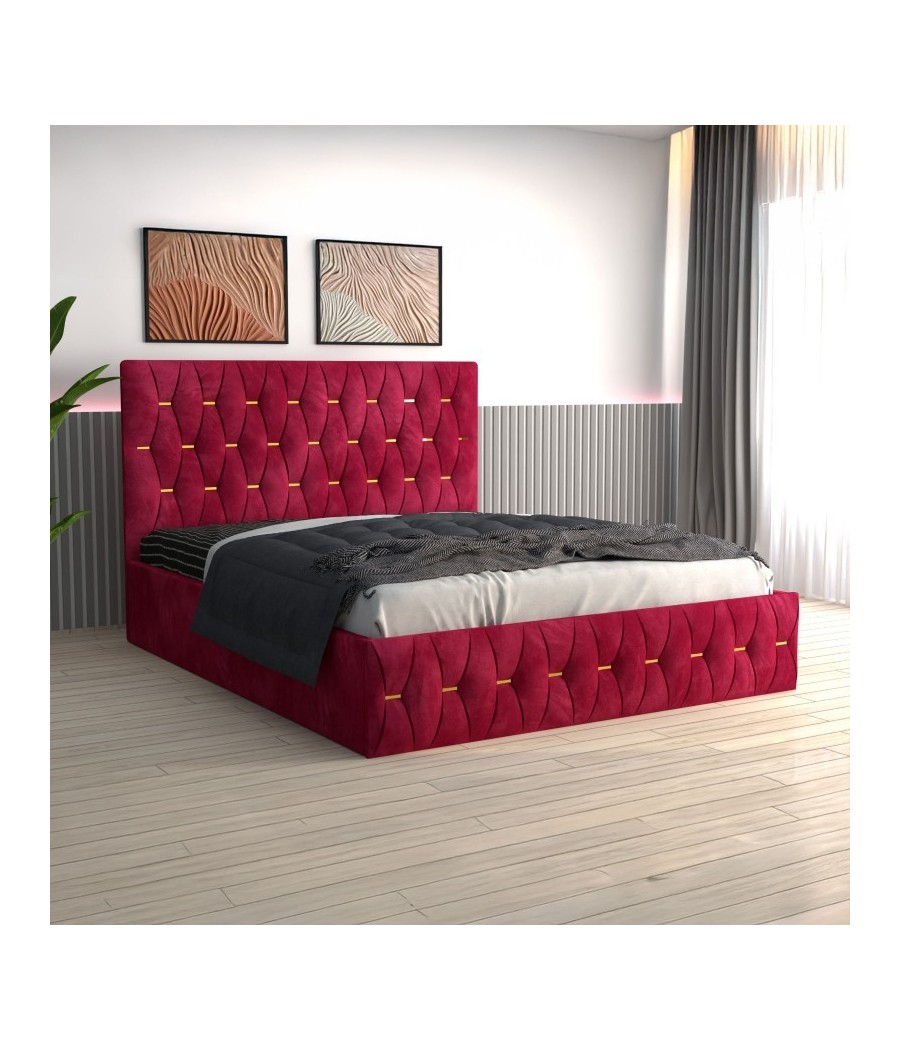 Pat Tapitat Eric Rosu + Saltea Lux Ortopedica Pat Tapitat Eric Rosu + Saltea Lux Ortopedica