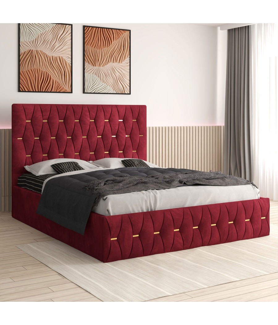 Pat Tapitat Eric Visiniu  + Saltea Lux Ortopedica Pat Tapitat Eric Visiniu  + Saltea Lux Ortopedica