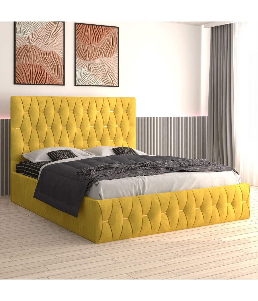 Pat Tapitat Eric Galben + Saltea Lux Ortopedica Pat Tapitat Eric Galben + Saltea Lux Ortopedica