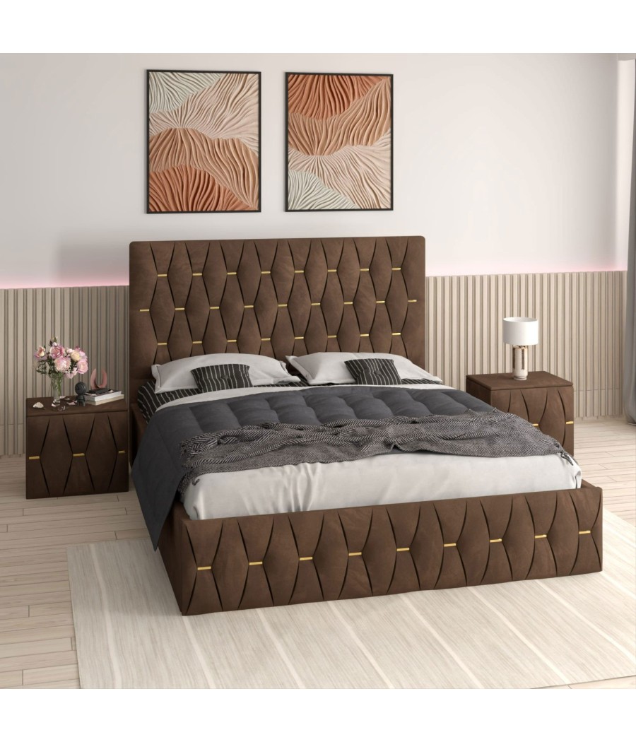 Pat Tapitat Eric Maro + Saltea Lux Ortopedica + Noptiere Tapitate