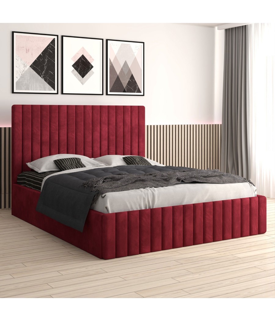 Pat Tapitat Luca Visiniu + Saltea Lux Ortopedica Pat Tapitat Luca Visiniu + Saltea Lux Ortopedica