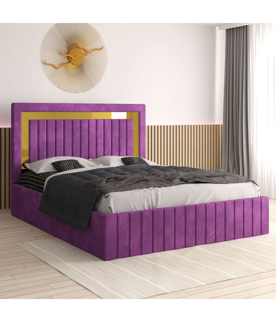 Pat Tapitat Ianis Mov + Saltea Lux Ortopedica Pat Tapitat Ianis Mov + Saltea Lux Ortopedica