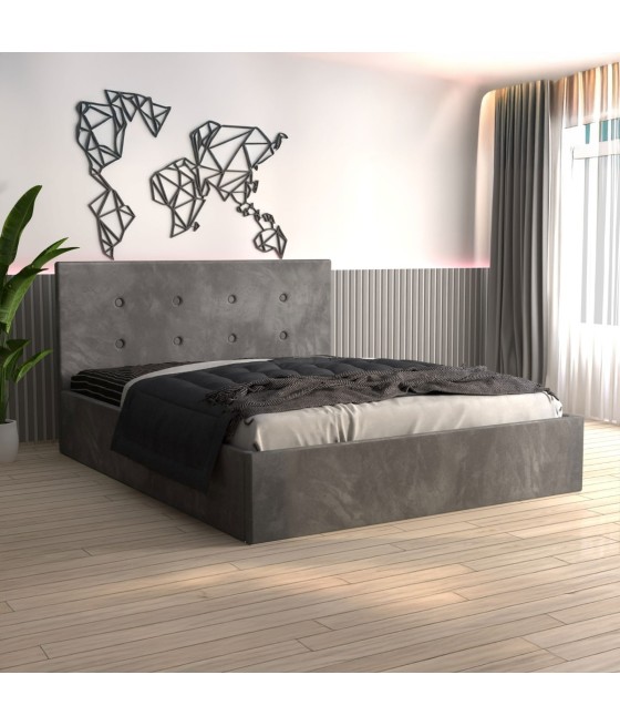 Pat Tapitat Filip Gri + Saltea Lux Ortopedica