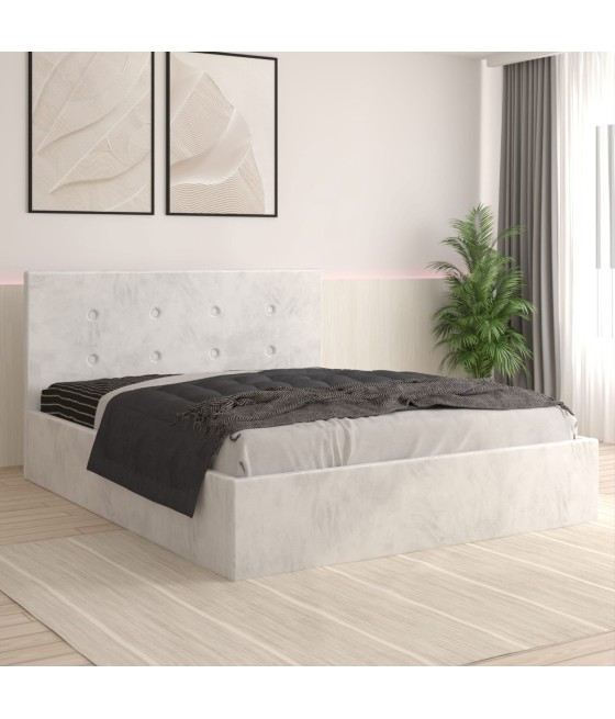 Pat Tapitat Filip Alb + Saltea Lux Ortopedica