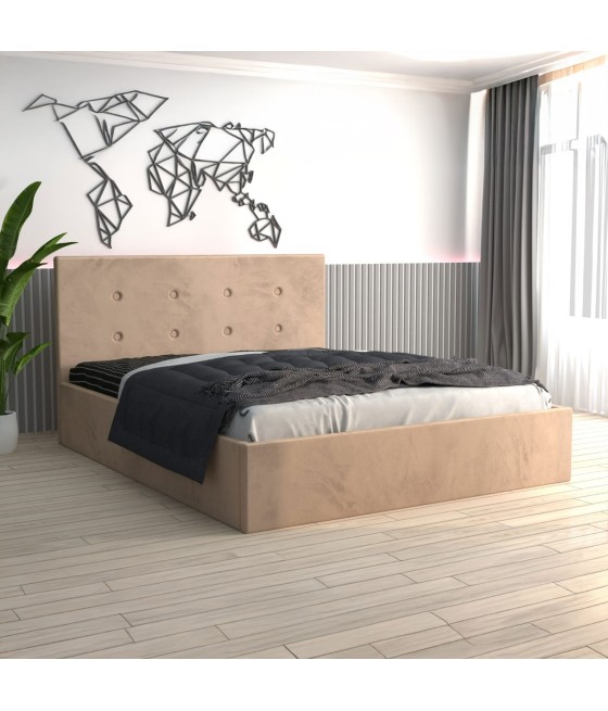 Pat Tapitat Filip Crem + Saltea Lux Ortopedica