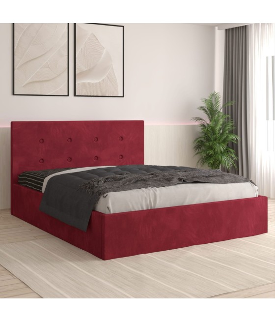 Pat Tapitat Filip Visiniu + Saltea Lux Ortopedica