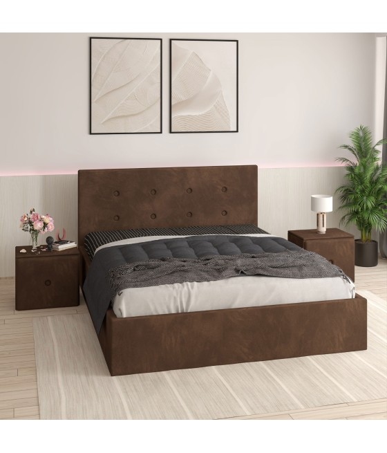 Pat Tapitat Filip Maro + Saltea Lux Ortopedica + Noptiere Tapitate