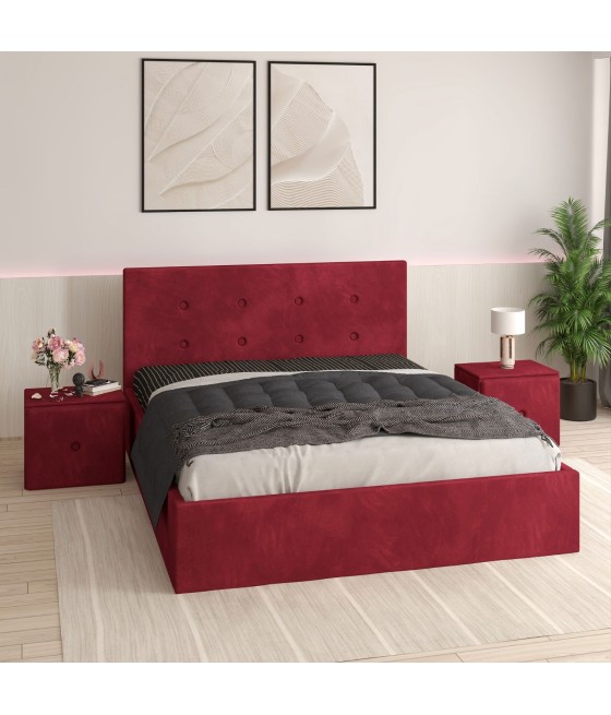 Pat Tapitat Filip Visiniu + Saltea Lux Ortopedica