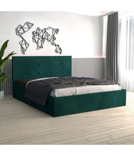 Pat Tapitat Filip Verde + Saltea Lux Ortopedica