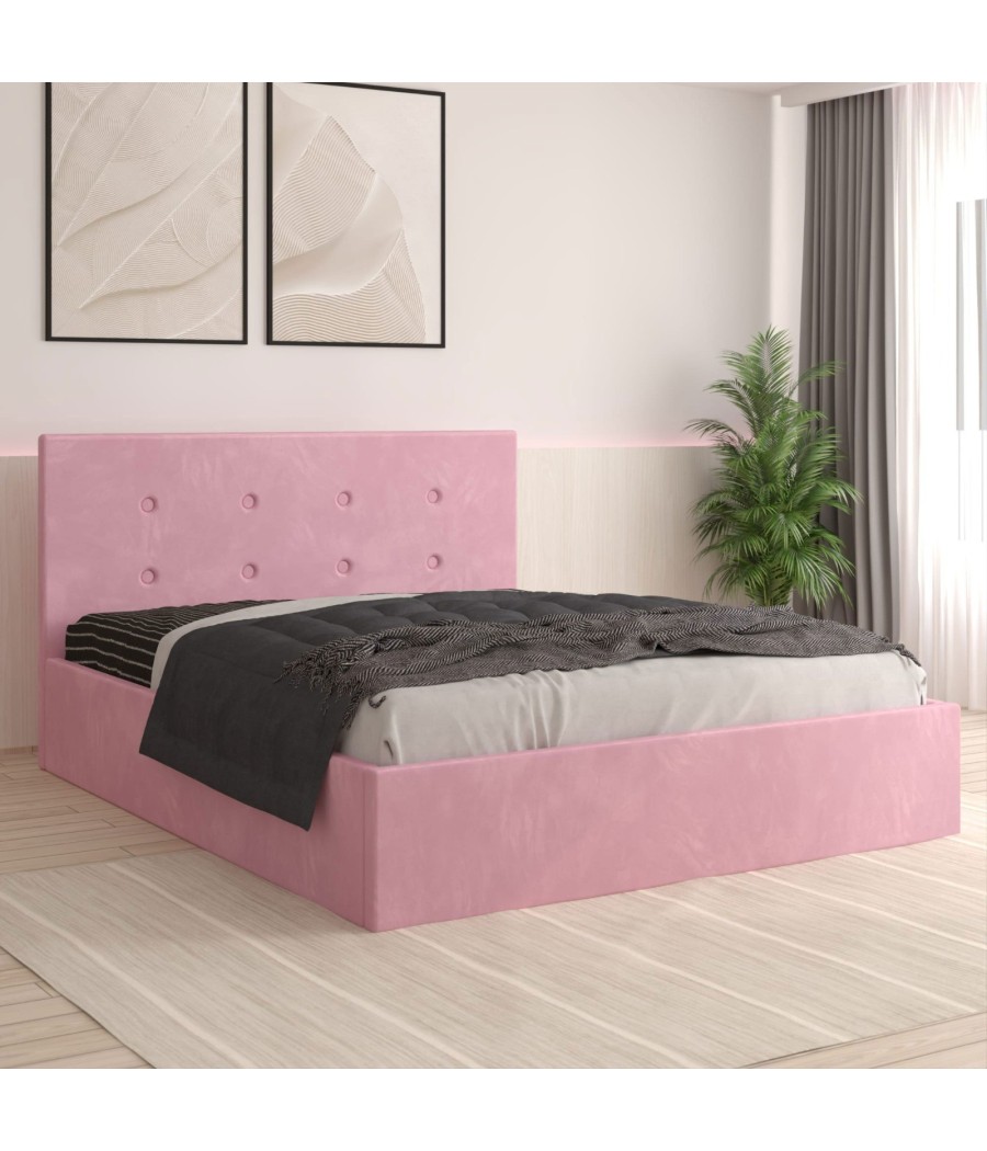 Pat Tapitat Filip Roz + Saltea Lux Ortopedica