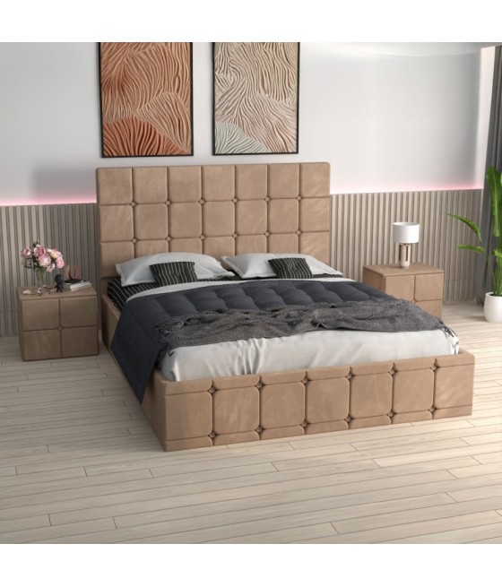 Pat Ven03 Crem+Noptiere Tapitate+ Saltea Lux Ortopedica