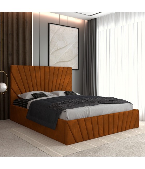 Pat Tapitat Toma Caramiziu + Saltea Lux Ortopedica