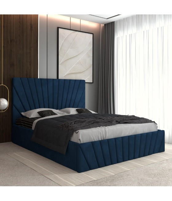 Pat Tapitat Toma Albastru + Saltea Lux Ortopedica