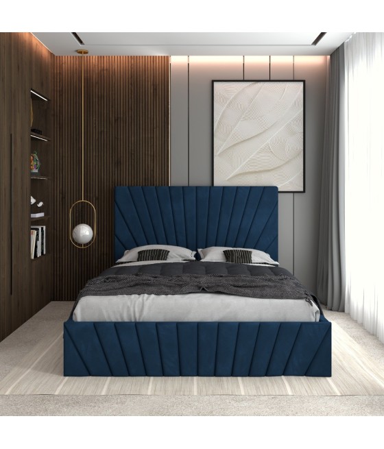 Pat Tapitat Toma Albastru + Saltea Lux Ortopedica Pat Tapitat Toma Albastru + Saltea Lux Ortopedica