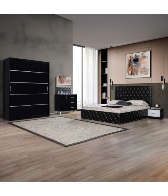 DORMITOR 20LUX NEGRU-SIFONIER FARA OGLINDA  +  COMODA CU OGLINDA