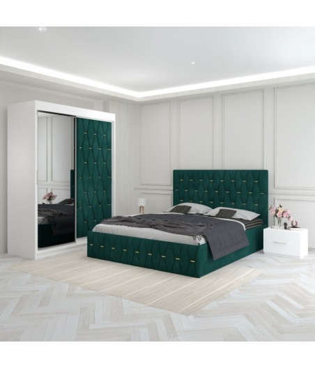 Dormitor Eric Verde Cu Dulap Tapitat