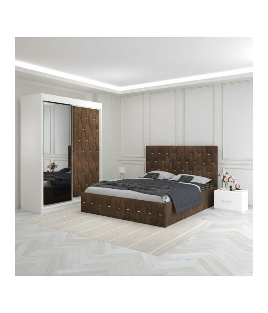 Dormitor Eric Maro Cu Dulap Tapitat