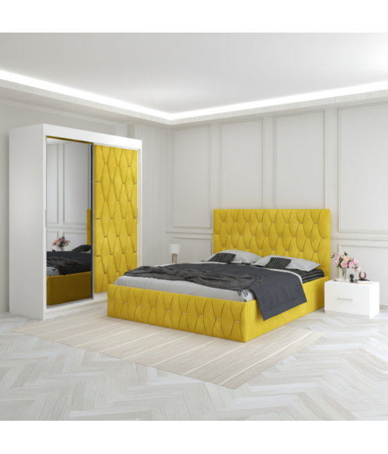 Dormitor Eric Galben Cu Dulap Tapitat