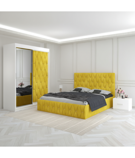 Dormitor Eric Galben Cu Dulap Tapitat