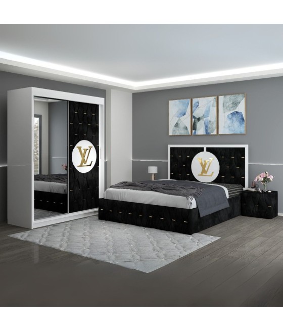 Dormitor Luis Negru01  Tapitat