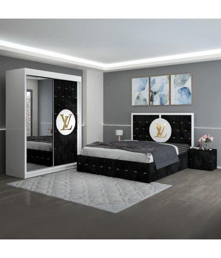 Dormitor Luis Negru01  Tapitat