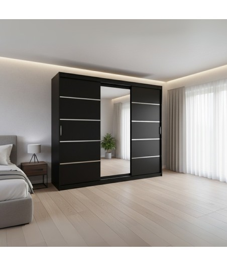 Dulap David Negru Cu Oglinda