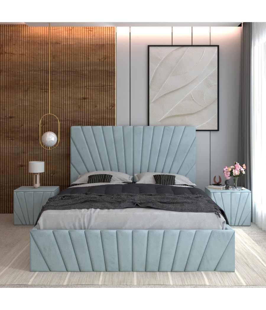 Pat Tapitat Toma Lemon + Saltea Lux Ortopedica + Noptiere Tapitate Pat Tapitat Toma Lemon + Saltea Lux Ortopedica + Noptiere Tapitate