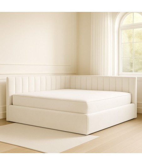 Pat Tapitat De Colt Figo Alb  Catifea Premium + Saltea Lux Ortopedica