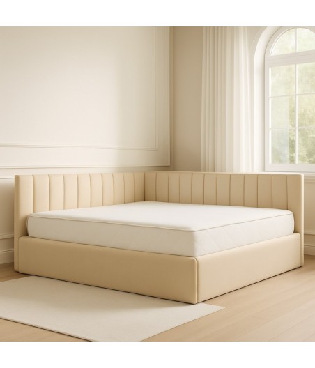 Pat Tapitat De Colt Figo Crem Catifea Premium + Saltea Lux Ortopedica