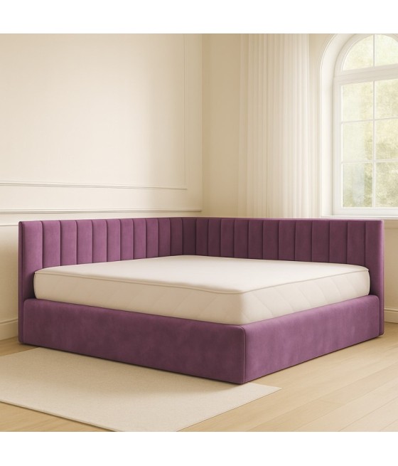 Pat Tapitat De Colt Figo Mov  Catifea Premium + Saltea Lux Ortopedica