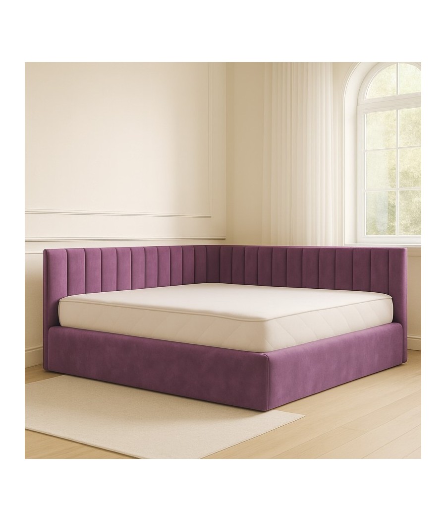 Pat Tapitat De Colt Figo Mov  Catifea Premium + Saltea Lux Ortopedica