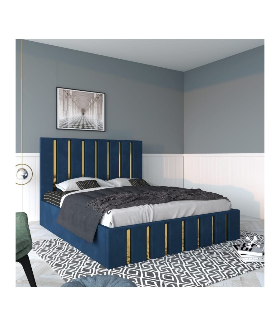 Pat Tapitat Mexic Albastru + Saltea 20cm Grosime