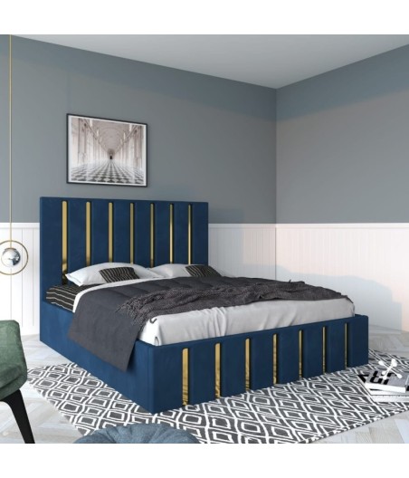 Pat Tapitat Mexic Albastru + Saltea 20cm Grosime