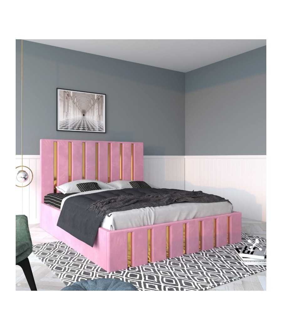 Pat Tapitat Mexic Roz + Saltea 20cm Grosime