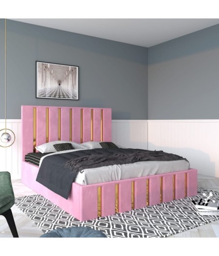 Pat Tapitat Mexic Roz + Saltea 20cm Grosime