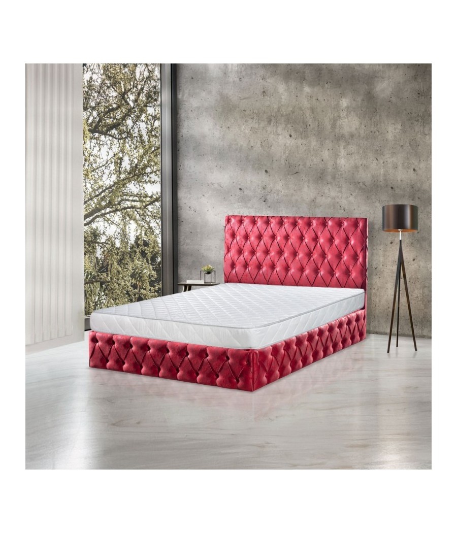 Pat Oscar Rosu160x200cm cu Lada de Depozitare, Somiera Metalica Rabatabilă - FARA SALTEA Pat Oscar Rosu160x200cm cu Lada de Depozitare, Somiera Metalica Rabatabilă - FARA SALTEA