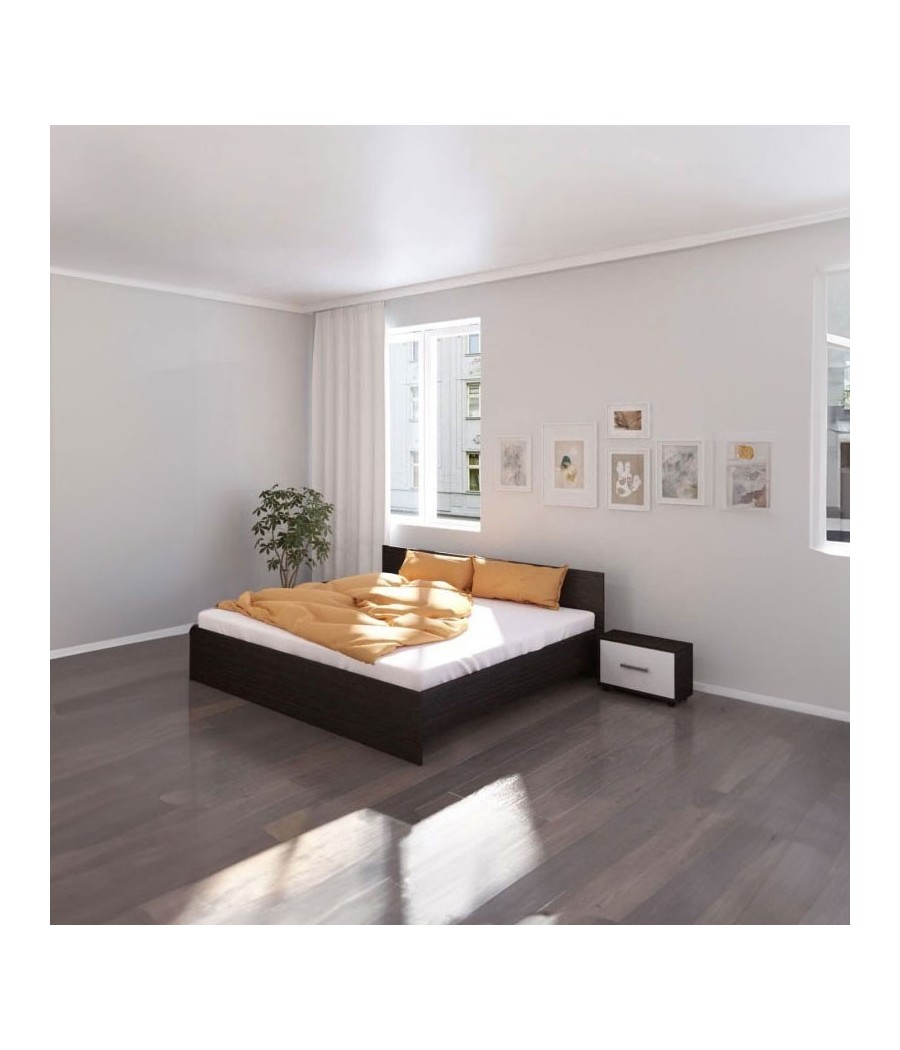 Pat Hera Wenge  + Saltea Lux ortopedica + 2 Noptiere