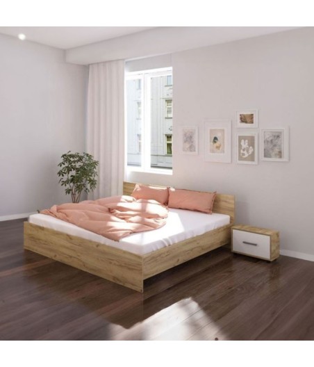 Pat Hera Sonoma + Saltea Lux ortopedica + 2 Noptiere